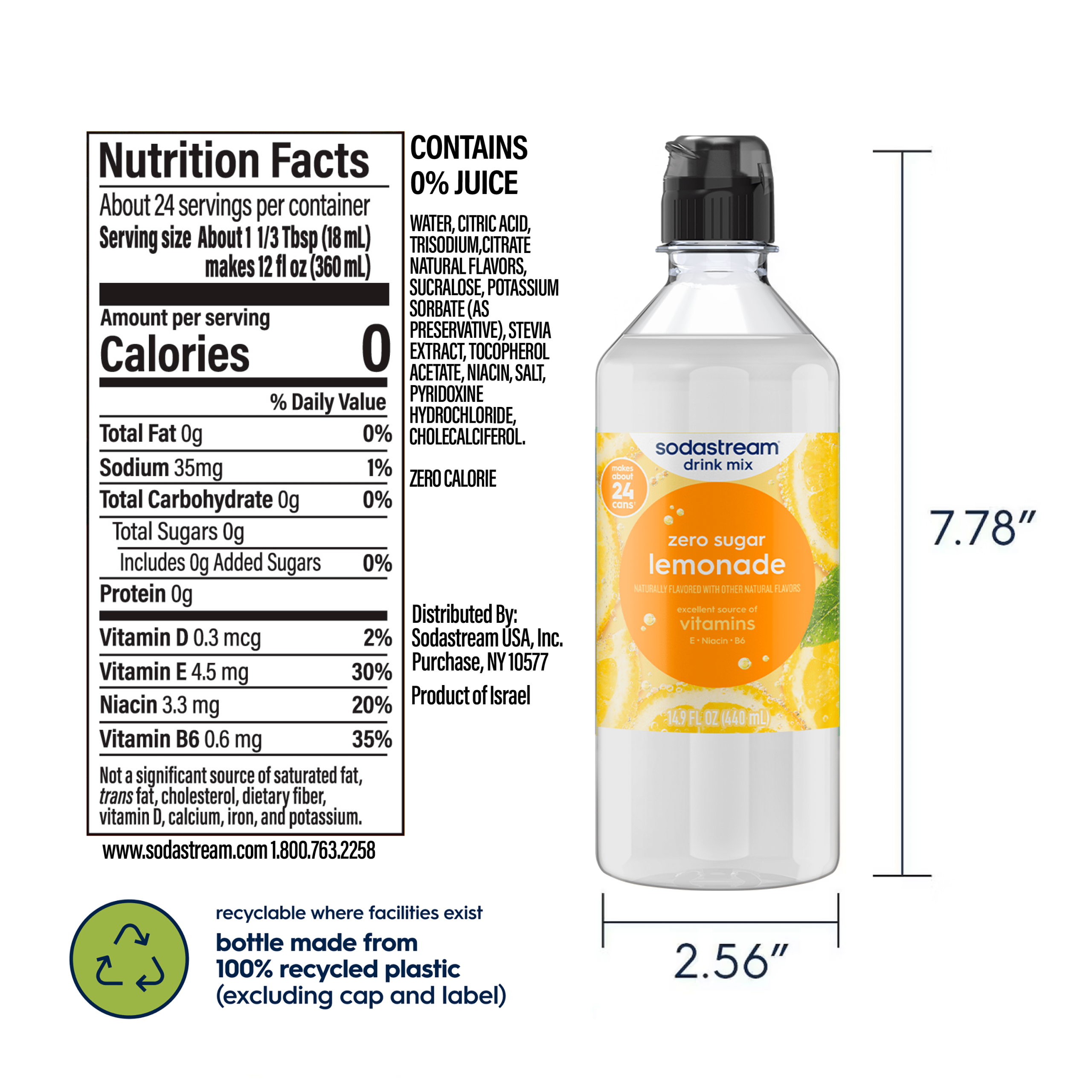 Sodastream Classics? Lemonade Zero Sugar Drink Mix 4 Pack 440ml - Image 6